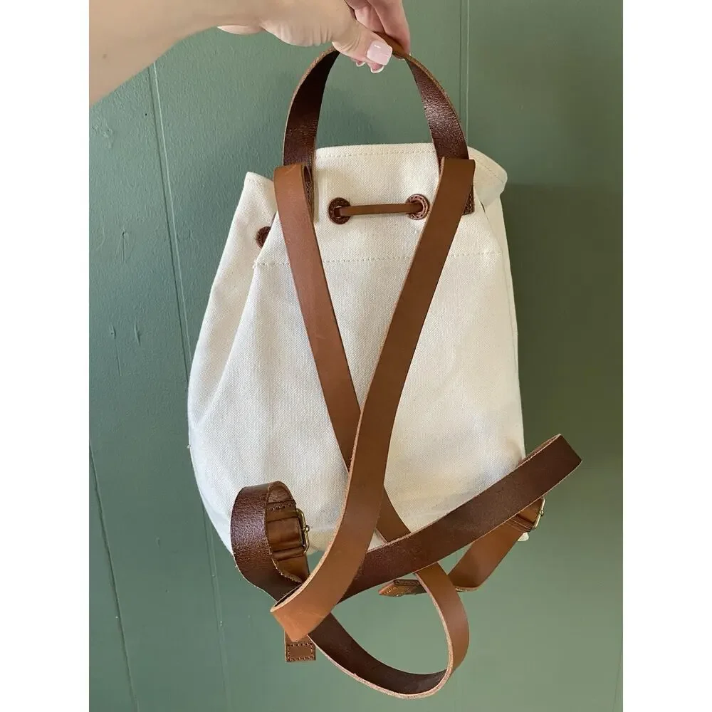 Madewell Somerset Canvas & Leather Backpack Y2K Style Bag Casual Coastal Travel